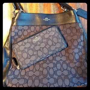 Coach shoulder bag with matching zip wallet